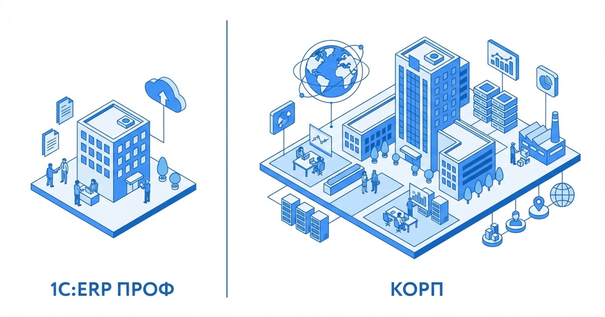 1С:ERP ПРОФ vs КОРП — какую версию выбрать